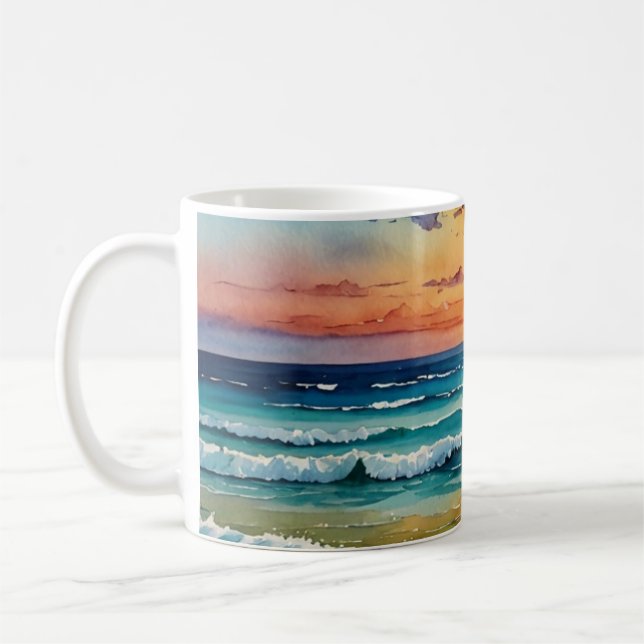 Ocean waves water color mug wrap designs kaffeetasse (Links)