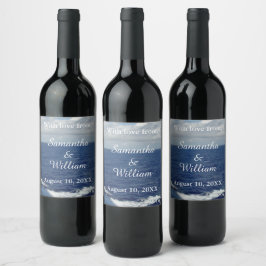 Ocean Waves Wedding Vielen Dank Weinetikett
