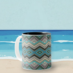 Ocean Waves Zig Zags & Stripes Zweifarbige Tasse