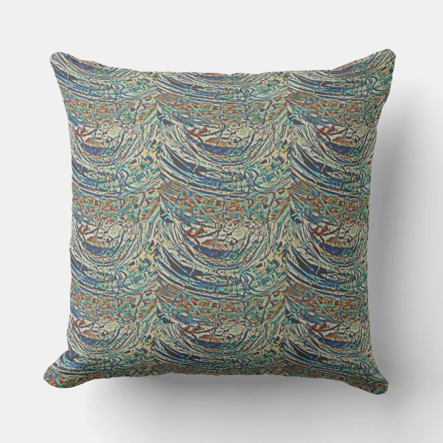 OCEAN WAVS ABSTRAKT SEAFOAM KISSEN (Vorderseite)