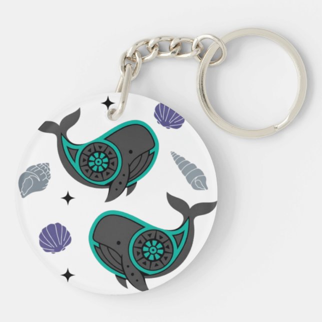 Ocean Whale & Seashell Akryllischer Schlüsselanhän Schlüsselanhänger (Rückseite)