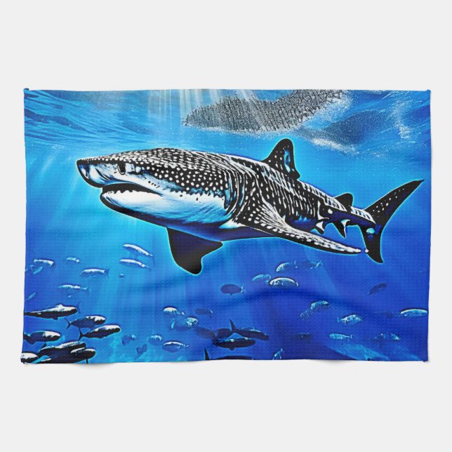 Ocean Whale Shark Riesenschwimmen Geschirrtuch (Horizontal)