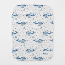 Ocean Whale Thema Kinderzimmer Name Burp Tuch