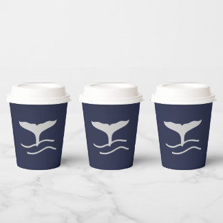 Ocean Whales Schwanz Kontur Navy und Grau Party Pappbecher