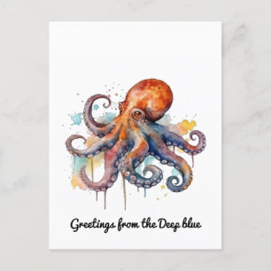 Ocean Whimsy: farbiger Oktopus Feiertagspostkarte