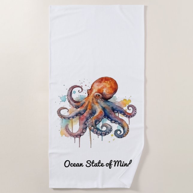 Ocean Whimsy: farbiger Oktopus Strandtuch (Vorderseite)