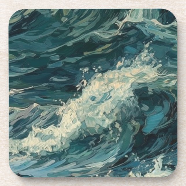 Ocean Whitecaps Malerei Getränkeuntersetzer (Vorderseite)