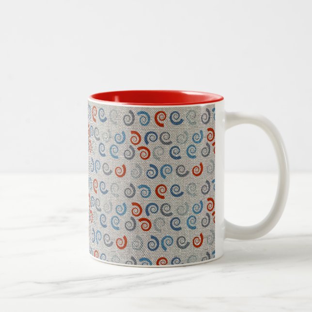 Ocean Wirbel Linen Look Zweifarbige Tasse (Rechts)