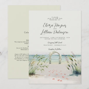 Oceanfront Romance Watercolor Boho Wedding Einladu Einladung