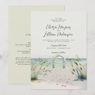 Oceanfront Romance Watercolor Boho Wedding Einladu Einladung