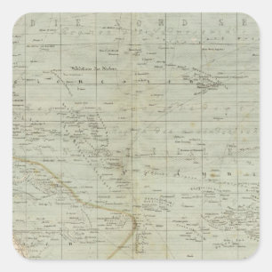 Oceania Atlas Karte Quadratischer Aufkleber