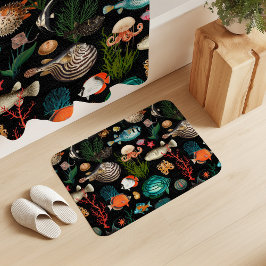 Oceania Colorful Fishes on Black Background Badematte