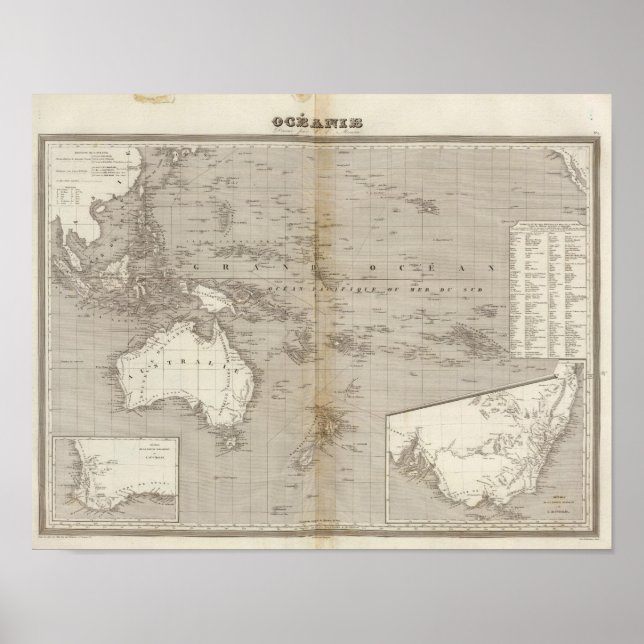Oceania uncolored map poster (Vorne)