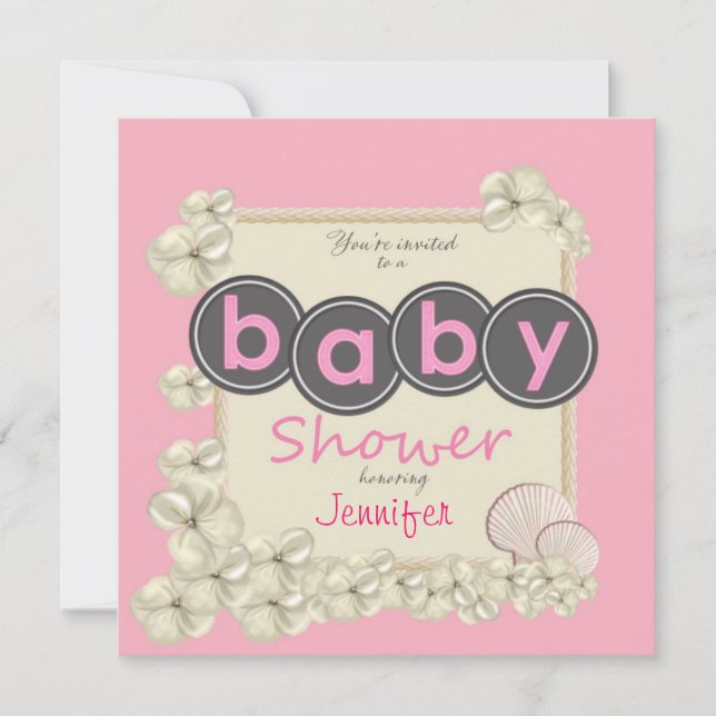 Oceanic Baby Girl Dusche Einladung (Vorderseite)