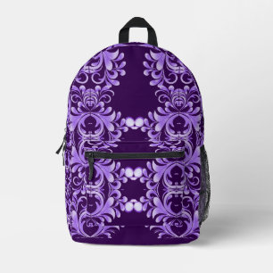 Oceanic Bloom: Lila Wave Harmony / Stilvolle Kunst Bedruckter Rucksack