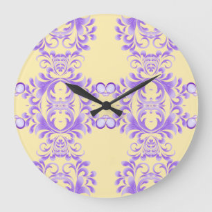 Oceanic Bloom: Lila Wave Harmony / Stilvolle Kunst Große Wanduhr