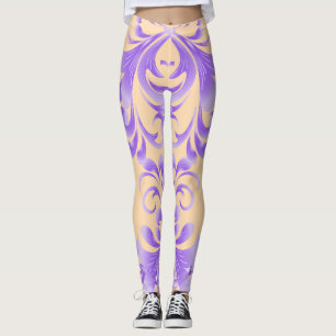 Oceanic Bloom: Lila Wave Harmony / Stilvolle Kunst Leggings