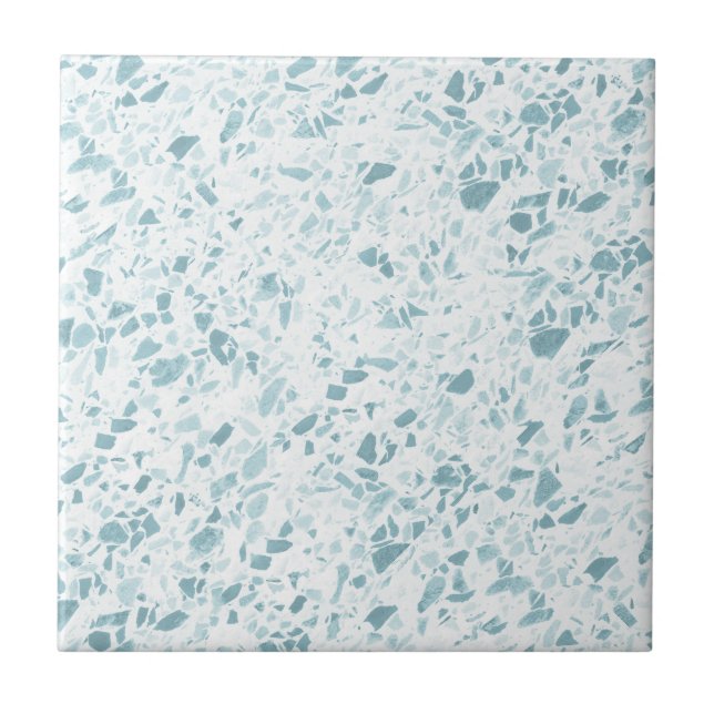 Oceanic Blue Terrazzo Print Fliese (Vorderseite)
