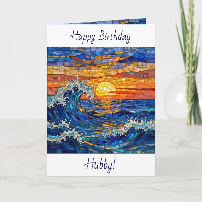 Oceanic Coastal Ocean Waves Sunset Birthday Karte (Vorderseite)