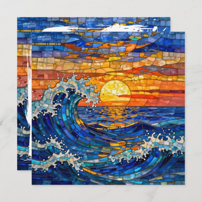 Oceanic Coastal Ocean Waves Sunset   Karte (Vorne/Hinten)