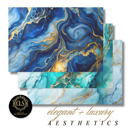 Oceanic & Gold Marble Luxe Aesthetics Geschenkpapier Set