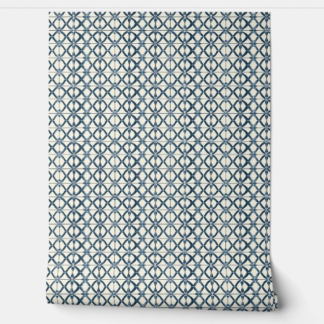 Oceanic Interlace Mini - Marine, Beige - Küste Tapete (Abrollen)