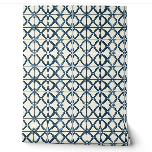 Oceanic Interlace Petite - Marine, Beige - Küste Tapete (Abrollen)