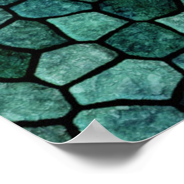 Oceanic Mosaic Crust Textur Abstraktes Muster Poster (Ecke)