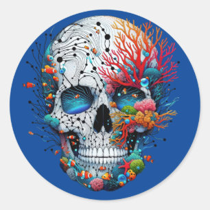 Oceanic Skull Reef Runder Aufkleber