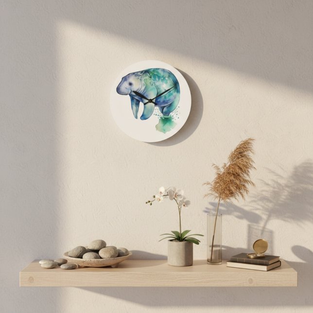 Oceanic Whisper Manatee Große Wanduhr (Von Creator hochgeladen)