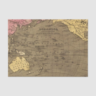Oceanica Handfarbiger Atlas-Karte Seidenpapier