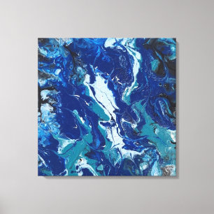 Ocean's Blue sur une toile 24x24 Acrylique Abstrai