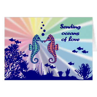 Océans d'hippocampes d'arc-en-ciel de l'amour
