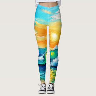 Ocean's Kiss: Sonnenuntergangswellen Leggings