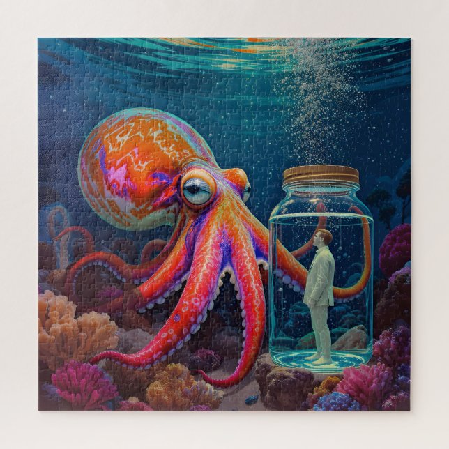 "Ocean's Silent Captive" - Octopus Portrait (Vertikal)