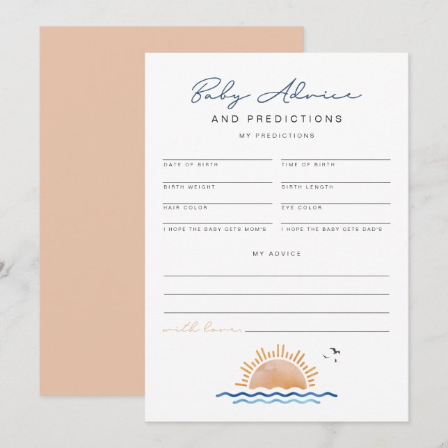 OCEANSIDE Beach Baby Advice and Predictions Card Einladung (Vorne/Hinten)