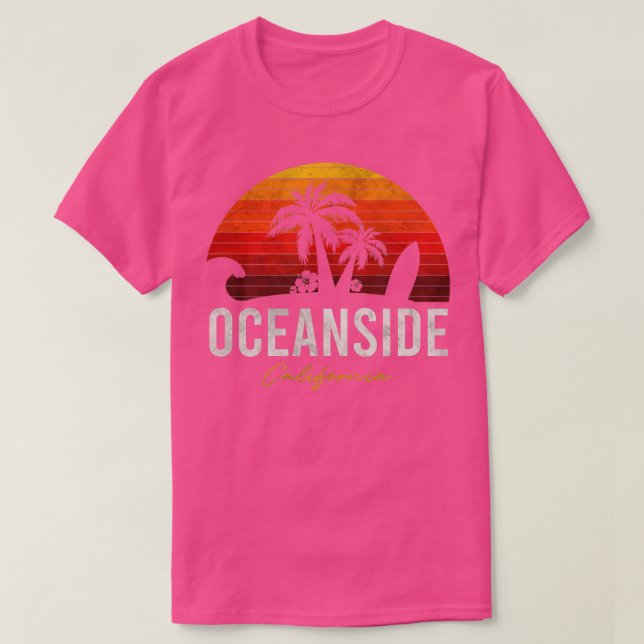 Oceanside Beach California Palms Vacation Surf Sun T-Shirt (Design vorne)
