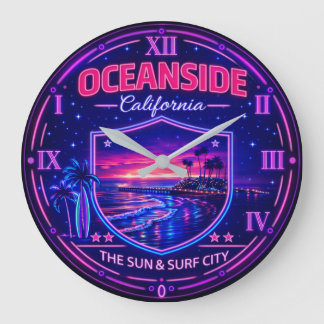 Oceanside California Beach Sunset Große Wanduhr
