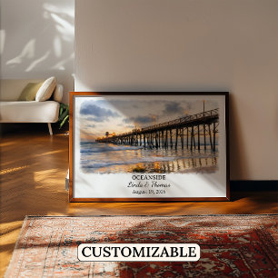 Oceanside Kalifornien Poster, Aquarell, Maßanferti Poster