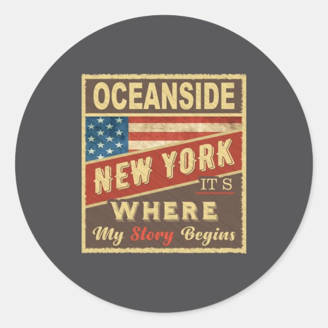 Oceanside Ny Its Where My Story Begins  Runder Aufkleber (Vorderseite)