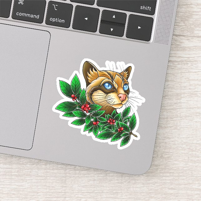 Ocelot Cat's Berries Aufkleber (Detail)