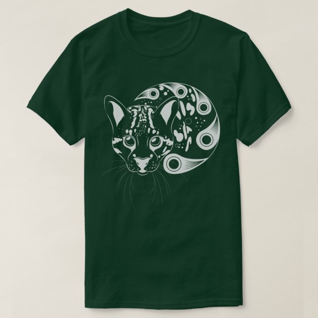 Ocelot-große Katzen-Tinten-Kunst T-Shirt (Design vorne)