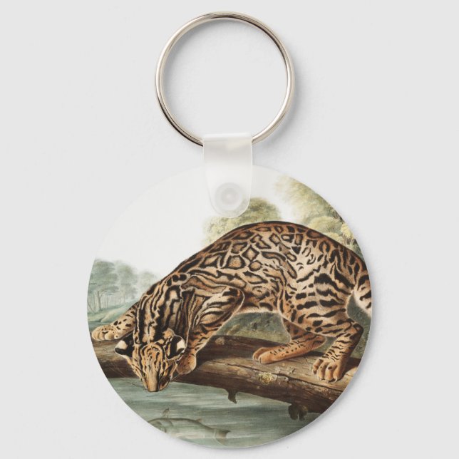 Ocelot, Leopard Cat (Felis pardalis) Illustration Schlüsselanhänger (Vorderseite)