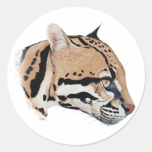 Ocelot-Porträt Runder Aufkleber