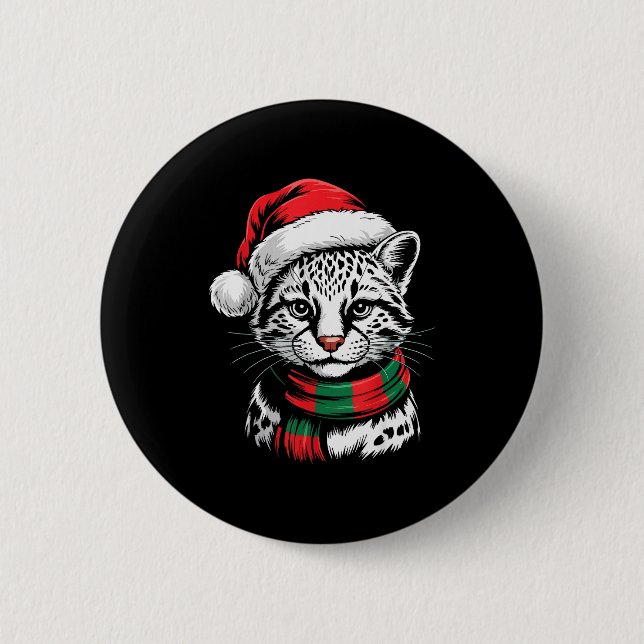 Ocelot Xmas Santa Hat F Christmas Costume  Button (Vorderseite)