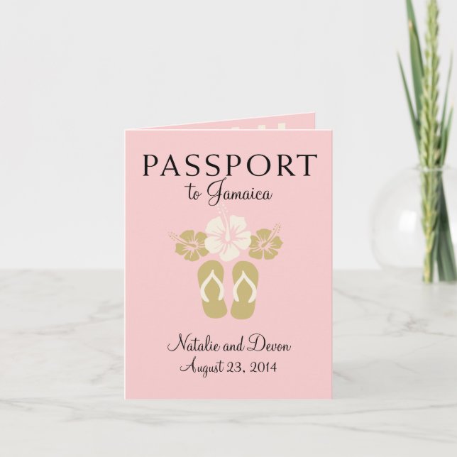Ocho Rios Jamaica Wedding Passport Einladung (Vorderseite)