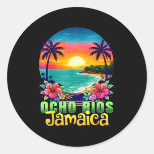 Ocho Rios Jamaika Strand tropischer Sonnenuntergan Runder Aufkleber