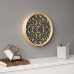 Ochre Brown Red Aquamarin Blue Angesagte Bohemisch Uhr<br><div class="desc">Schönes zeitgenössisches, aquamarin-blaues, dunkelburgundes, rotes und ockerbraunes, gelbes Batik-Mosaikmuster. Dekoratives Motiv, das auf einer Vielzahl von stilvollen Produkten und passenden Dekorakzenten und Accessoires von Zuhause erhältlich ist. Ein originelles Design für die Innendekorateure oder für diejenigen, die Liebe für ihr Elternschlafzimmer, Kinderzimmer, Wohn- oder Familienzimmer, Frauenhöhle oder -schuppen, Uni-Studentenwohnheim, Condo, Studio...</div>