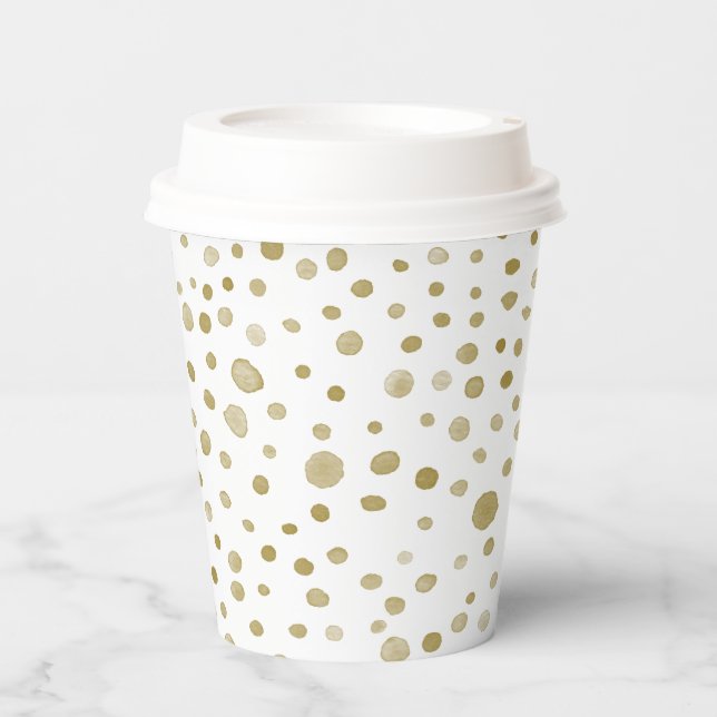 Ochre Confetti Wasserfarbe Dots Papier Cup Pappbecher (Vorderseite)