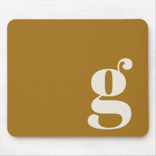 Ochre Gold Minimal Retro Monogram Initial Custom Mousepad